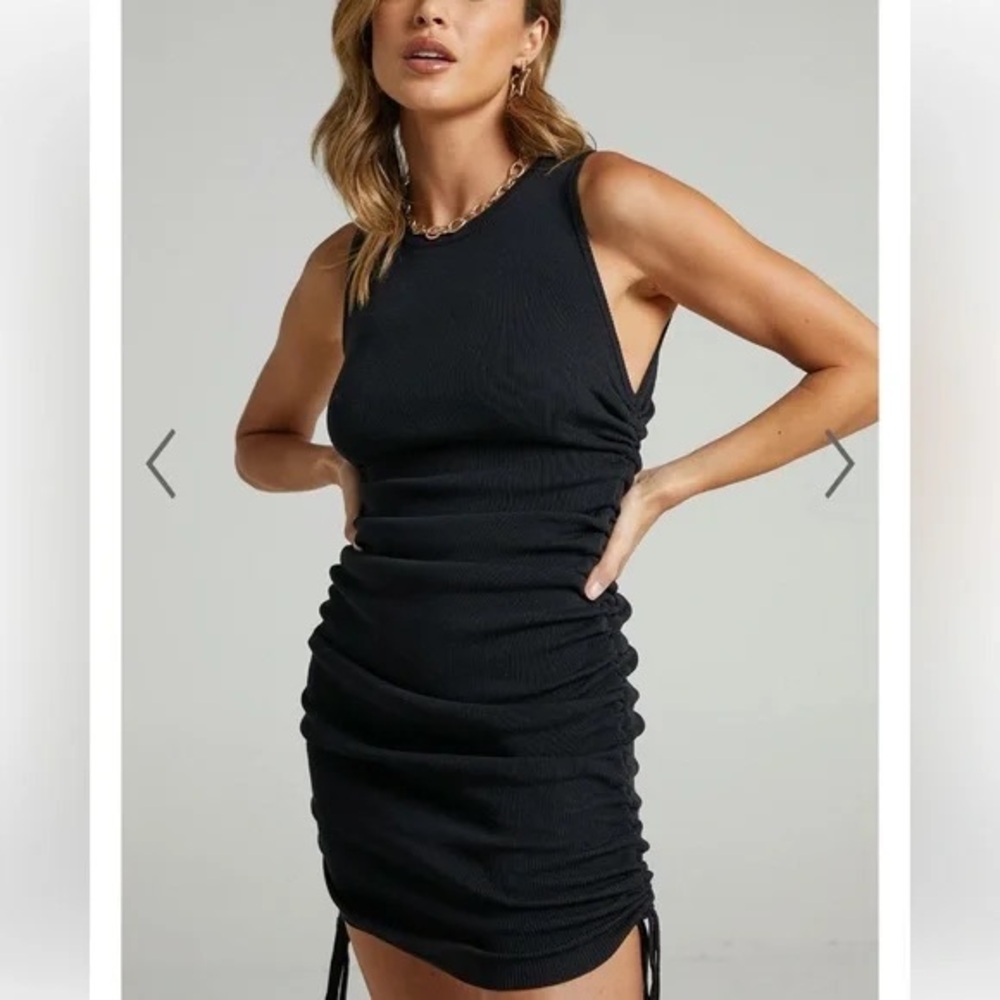 Lioness Military Minds Black Sleeveless Ruched Mini Dress